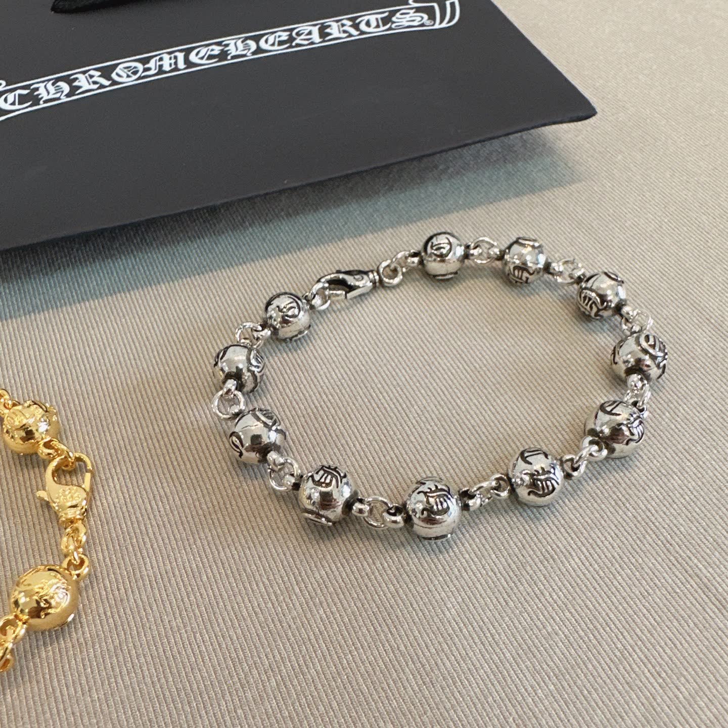 Chrome Hearts Charme Hoops Silver & Gold Beaded Bracelets